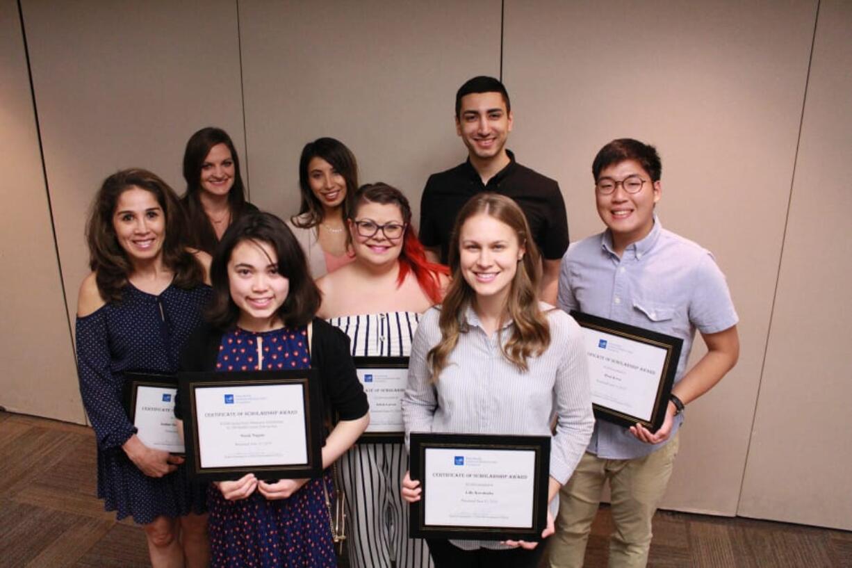 Some of the recipients of PeaceHealth Southwest Foundationis Health Career Scholarship, which awards scholarships to PeaceHealth caregivers and volunteers studying to become healthcare professionals.