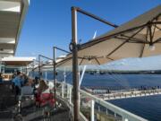 The second-story patio at Barlow's Public House has a view of the Columbia River.