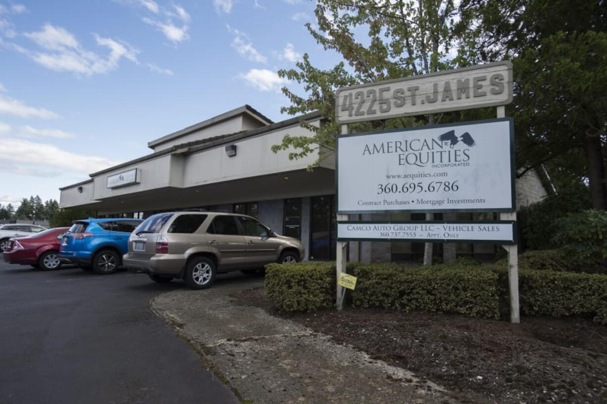 The American Equities office at 4225 Northeast St. James Road in Vancouver, as seen Monday afternoon.