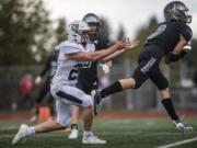 LEAD CHOICE-Union’s Daron Ulrich intercepts a pass intended for Chiawana’s Cameron Breier during a game at McKenzie Stadium on Friday night, Sept 27, 2019.