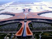 In this image made from CCTV video taken Sept. 17, 2019, an aerial view is seen of the new Beijing Daxing International Airport. The Chinese capital, Beijing, has opened a second international airport with a terminal billed as the world&#039;s biggest.