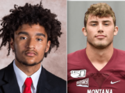 Darien Chase, left, and Cole Grossman made their collegiate debuts on Saturday for Nebraska and Montana, respectively.