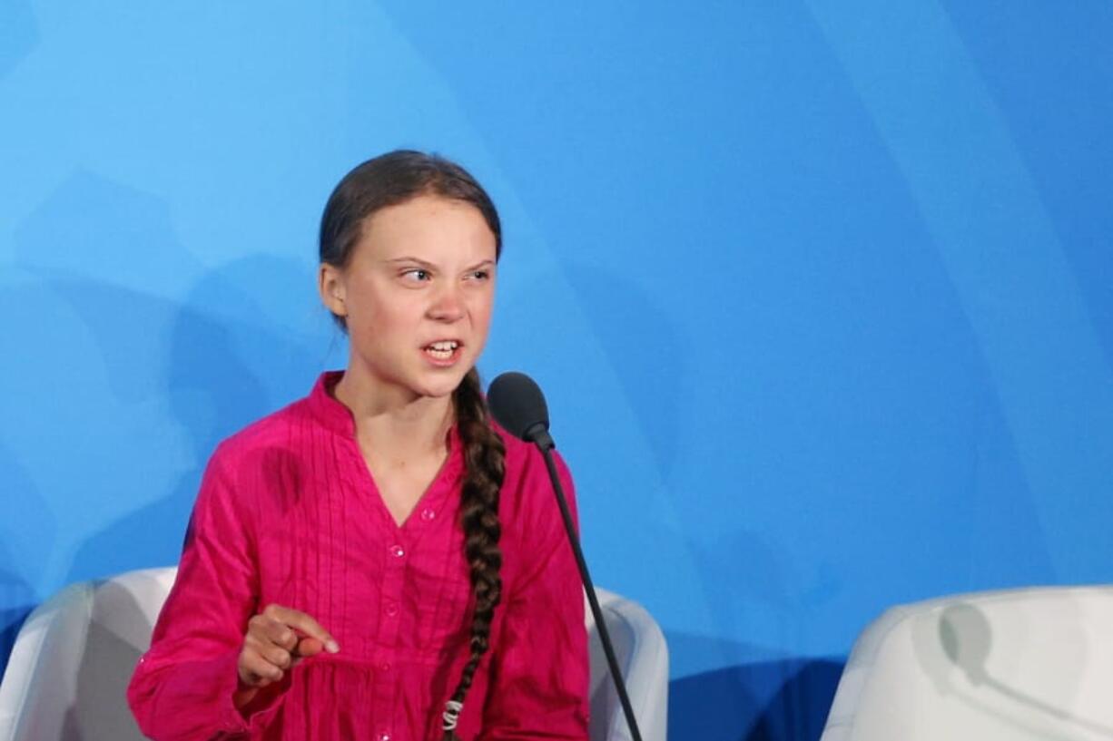 Environmental activist Greta Thunberg, of Sweden, addresses the Climate Action Summit in the United Nations General Assembly, at U.N. headquarters, Monday, Sept. 23, 2019.