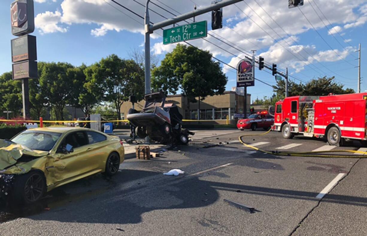 The aftermath of a fatal car crash around Southeast 164th Avenue and Southeast 12th Street around 5:17 p.m. Sunday.