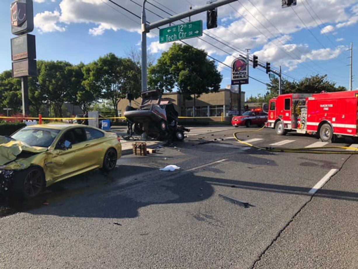 The aftermath of a fatal car crash around Southeast 164th Avenue and Southeast 12th Street around 5:17 p.m. Sunday.