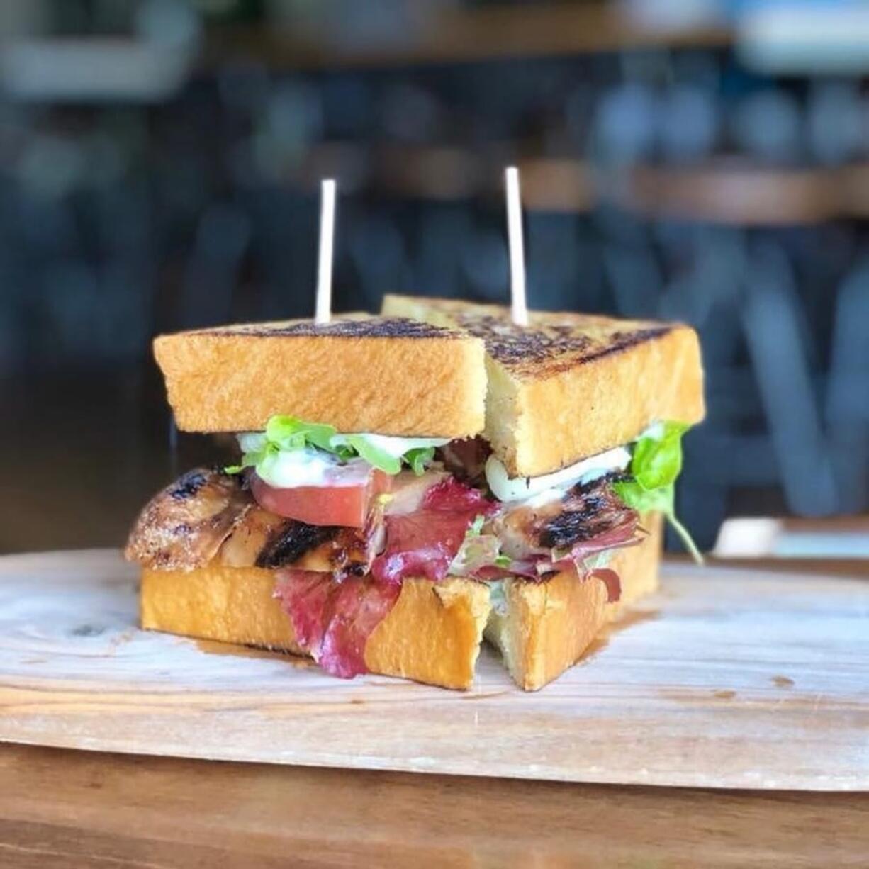 The Ravenous Pig&#039;s cherry-smoked Lion&#039;s Mane mushroom &quot;BLT,&quot; courtesy of Nearby Naturals&#039;-grown produce.