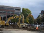 Construction is underway at the site for the new Al Angelo tower on Mill Plain Boulevard, which will add more office space to downtown Vancouver.