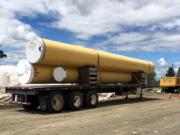 Pipes sit on a trailer waiting to be unloaded and installed as part of the Willamette Water Supply Program, which will add a new water filtration plant and more than 30 miles of pipeline to accommodate future population growth in Washington County, Ore.