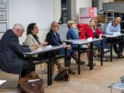 Vancouver Public Schools Board of Directors candidates participate in a candidate forum put on by the Vancouver Council PTA 3.7 at Vancouver iTech Preparatory on Thursday evening. There are six candidates running for three seats on the school board.