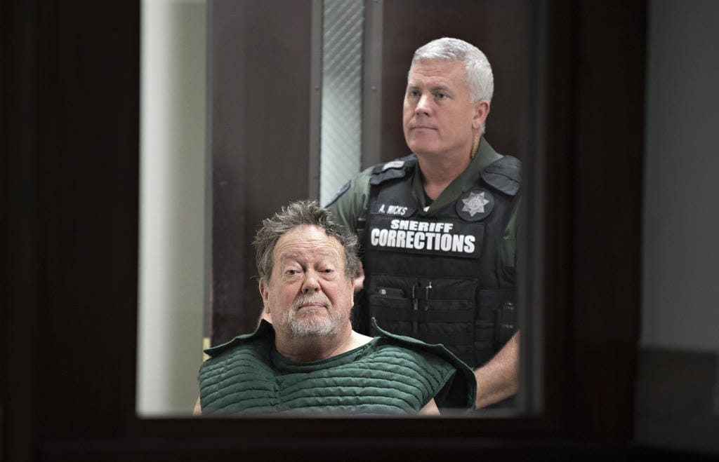 Robert Breck, 80, the suspect in an Oct. 3 fatal shooting at Smith Tower, is wheeled out of the courtroom after making a first appearance in Clark County Superior Court on Friday morning, Oct. 4, 2019.