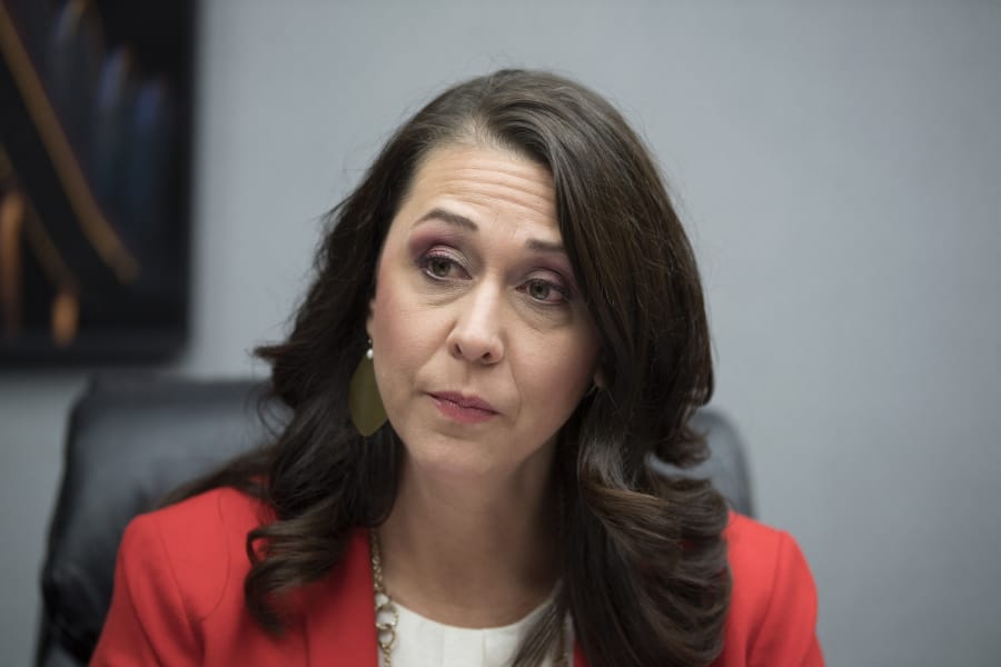 U.S. Rep. Jaime Herrera Beutler speaks to members of The Columbian's editorial board Wednesday morning, Oct. 9, 2019.