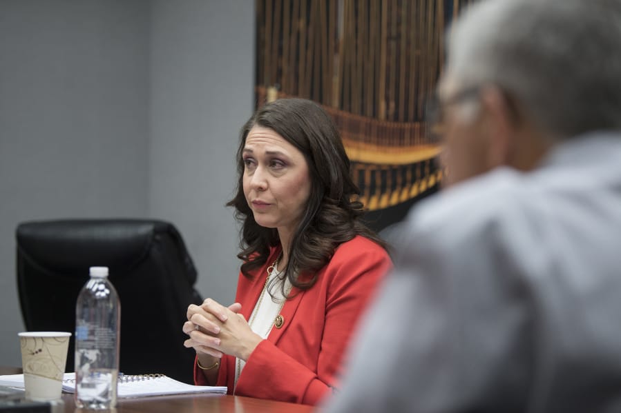 U.S. Rep. Jaime Herrera Beutler, R-Battle Ground, speaks to members of The Columbian&#039;s Editorial Board on Wednesday.