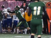 Evergreen&#039; Jaylen Fite reaches for a pass during a game against Mountain View.