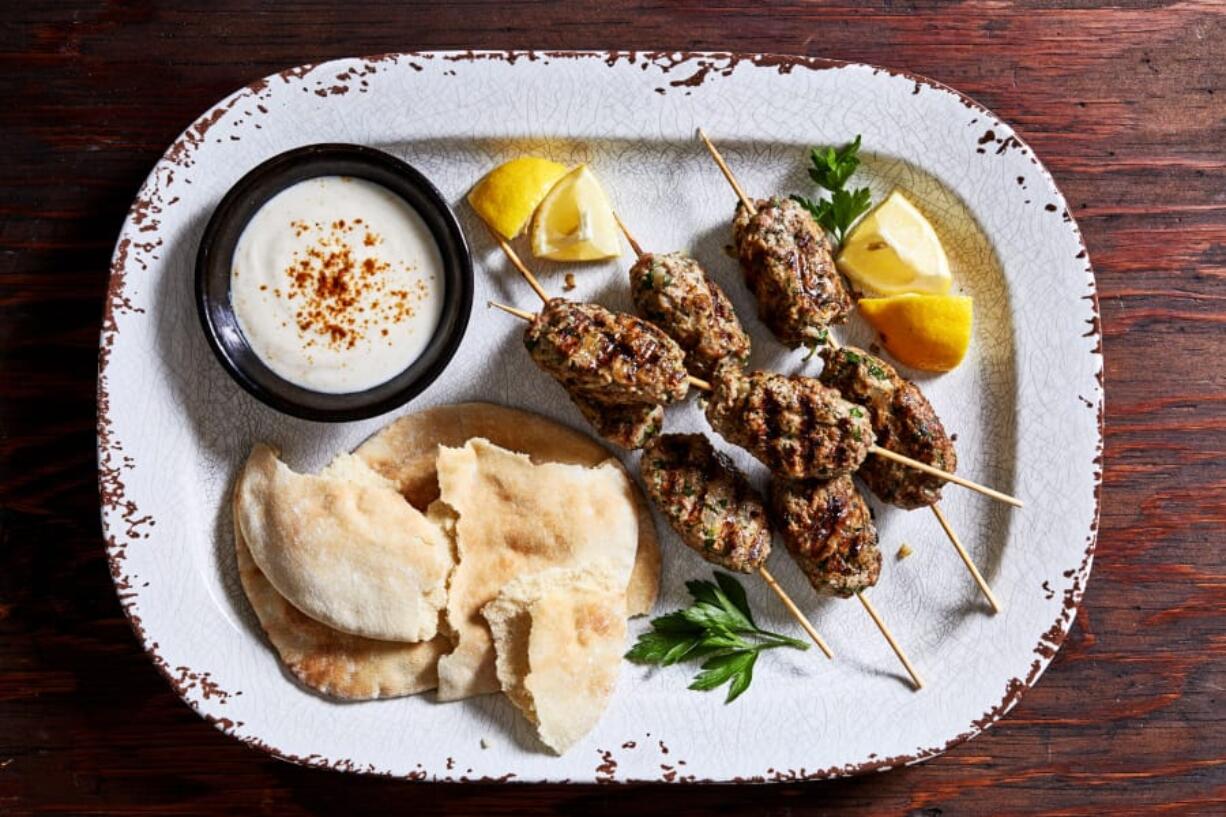 Turkey Kebabs With Tahini Sauce.