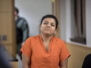 Esmeralda Lopez-Lopez, 21, a mother who allegedly kidnapped her 5-year-old daughter during a supervised visit at Vancouver Mall nearly a year ago and took her to Mexico, makes a first appearance in Clark County Superior Court on Friday morning, Oct. 4, 2019.