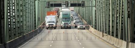 Drivers wait during a bridge lift on the Interstate 5 Bridge in 2012.