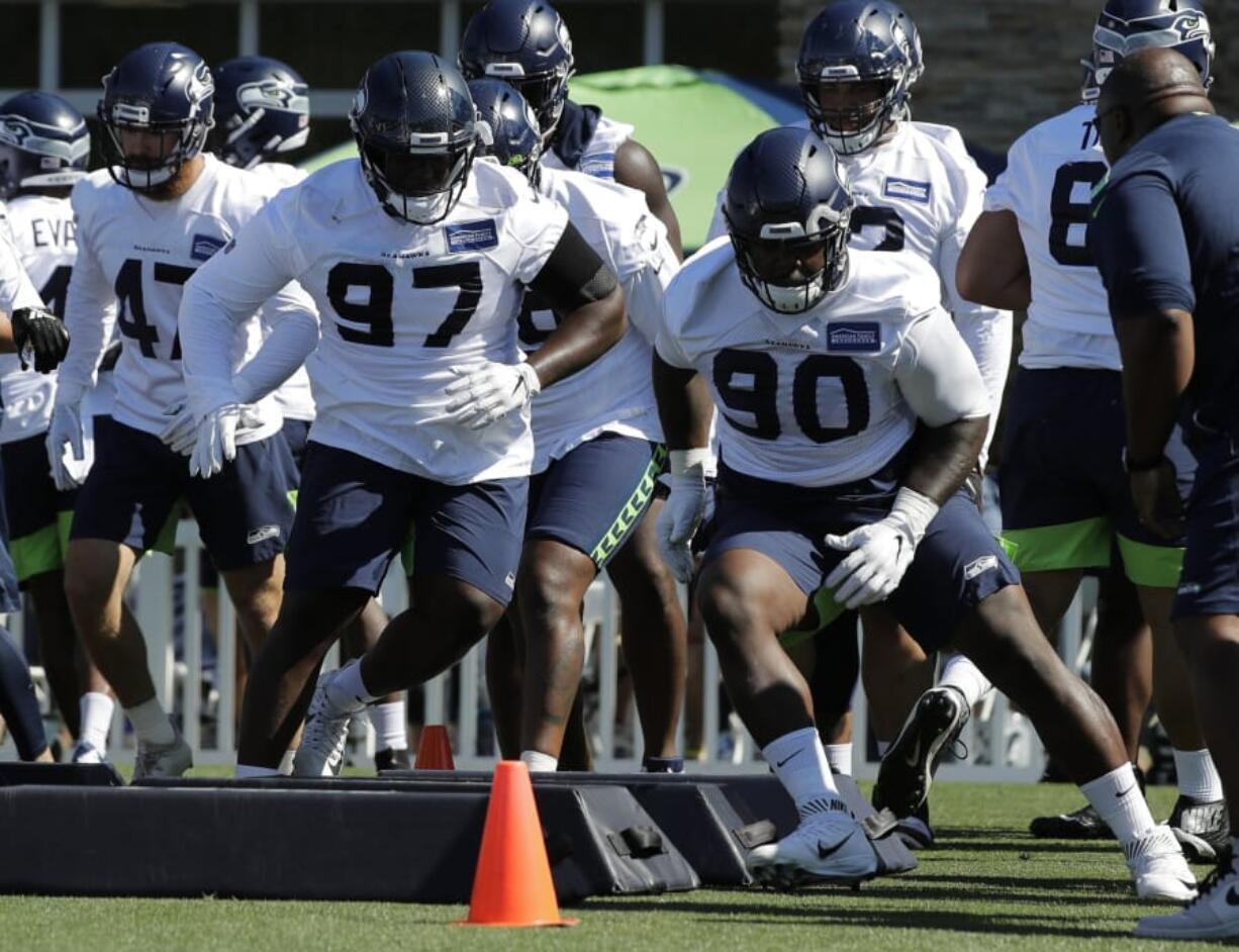 Seattle Seahawks defensive tackle Jarran Reed (90) has yet to play in a game this season due to a six-game suspension for violating the NFL&#039;s personal conduct policy. (Ted S.