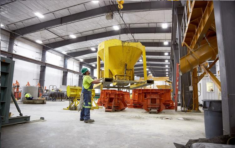 An employee works inside of the Columbia Precast Products concrete production facility in Woodland. The company will add six acres to its facility with the purchase of two lots in a Port of Woodland industrial park.