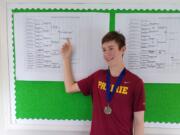 Prairie High School sophomore Elijah Nelson won the 3A district boys tennis singles title on Saturday, Oct. 26, 2019, at Club Green Meadows.