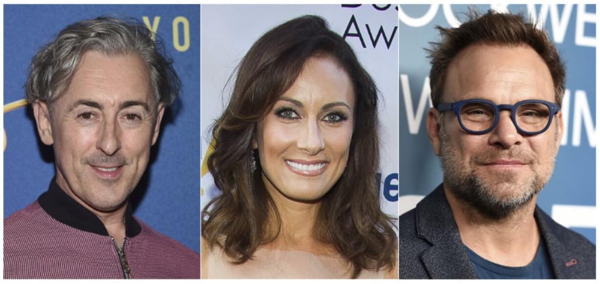 This combination photo shows actor Alan Cumming at the opening night of &quot;Freestyle Love Supreme&quot; in New York on Oct. 2, 2019, from left, in New York. actress Laura Benanti at the Drama Desk Awards, in New York on June 1, 2014, and actor Norbert Leo Butz at the FYC Event for &quot;Fosse/Verdon&quot; in Beverly Hills, Calif. on May 30, 2019. The trio of performers will participate in the inaugural sailing of The Broadway Cruise from New York City to Bermuda from Oct. 10-14, 2020. The stars will perform multiple unique shows on the main pool deck.