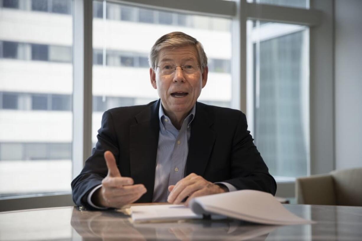 Former Rep. Bill McCollum, R-Fla., now a partner at Dentons, a multinational law firm in Washington, Wednesday, Oct. 2, 2019. McCollum was one of the 14 House impeachment &quot;managers&quot; who presented the case against President Clinton to the Senate in 1998.