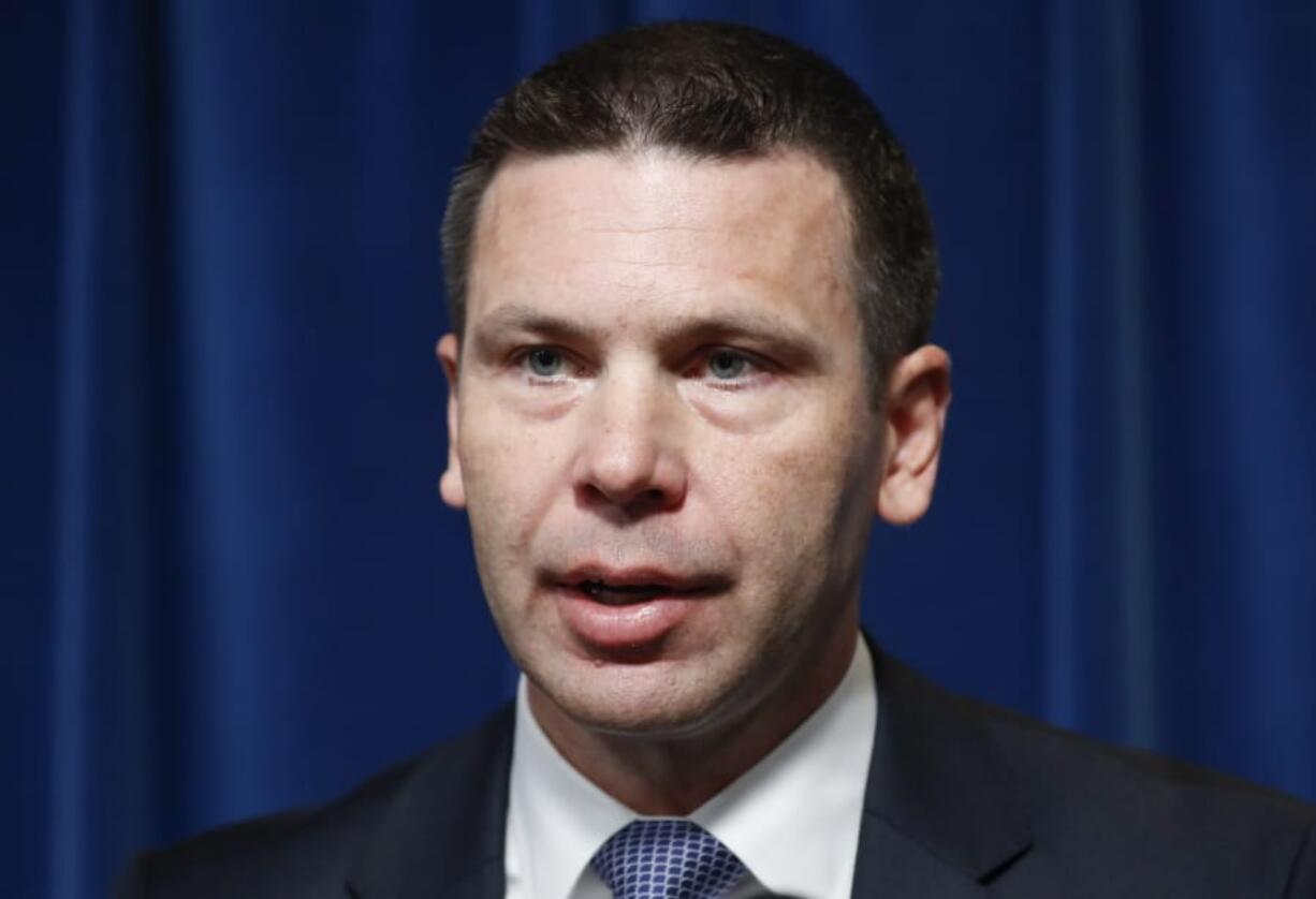 FILE - In this Sept. 20, 2019, file photo, acting Secretary of Homeland Security Kevin McAleenan speaks during a news conference at the U.S. Customs and Border Protection headquarters in Washington. McAleenan has agreed to testify before a House committee on global terrorism.