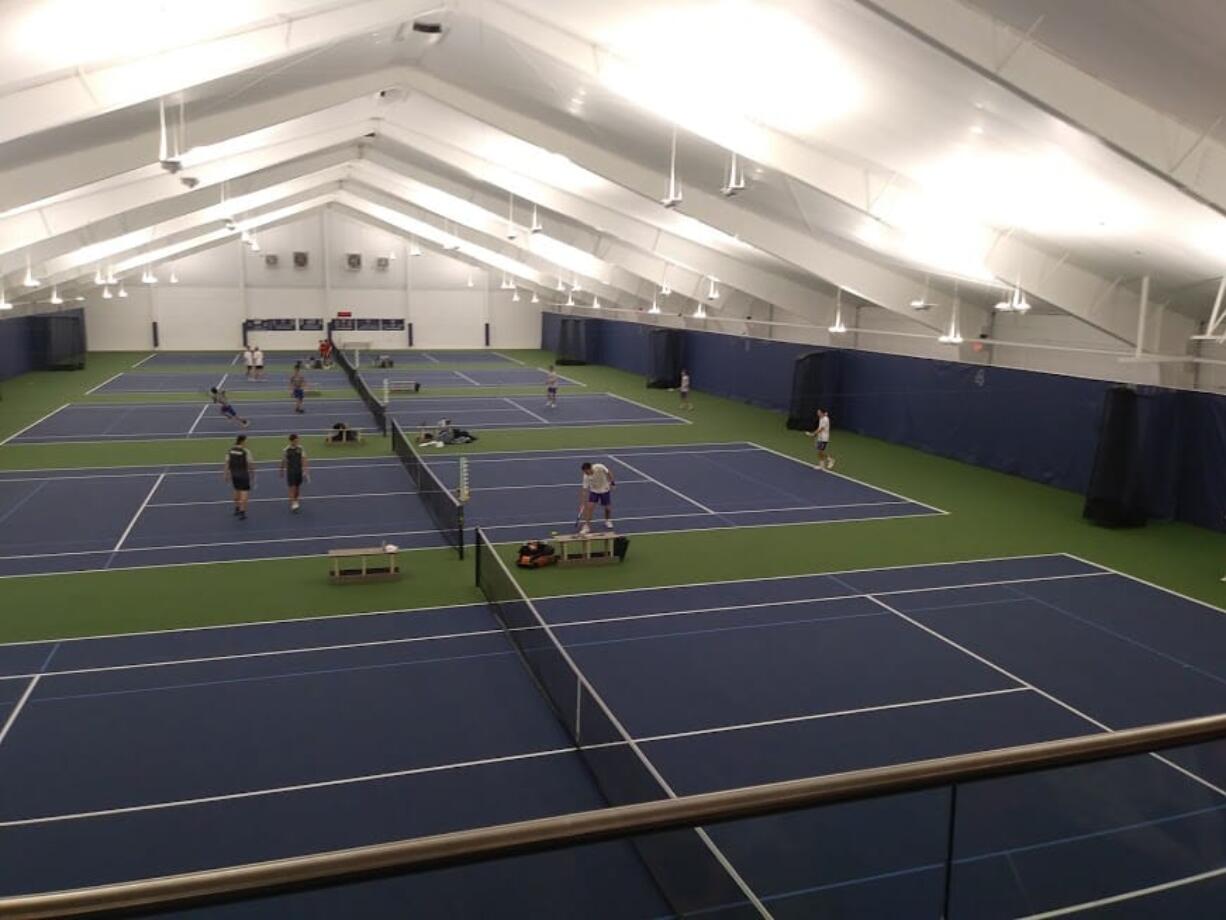 Players compete in the 2A sub-district boys tennis tournament at Vancouver Tennis Center.