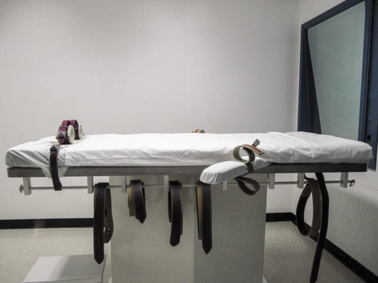 FILE - This July 7, 2010 file photo, shows Nebraska&#039;s lethal injection chamber at the State Penitentiary in Lincoln, Neb. The lethal injection protocol that was used in 2018 to execute a Nebraska prisoner survived a legal challenge Friday, Oct. 18, 2019, from death penalty opponents who had hoped to overturn it to prevent the state from carrying out capital punishment.