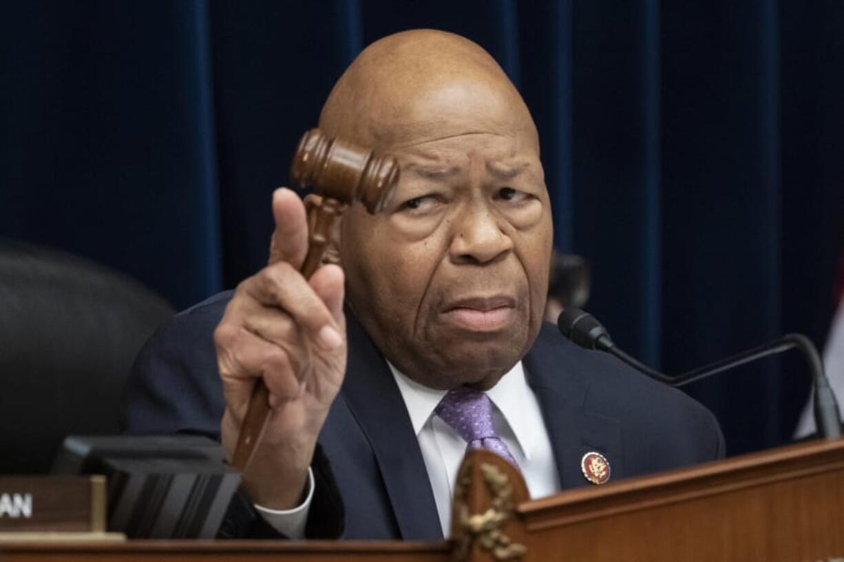 FILE - In this April 2, 2109 file photo, House Oversight and Reform Committee Chair Elijah Cummings, D-Md., leads a meeting to call for subpoenas after a career official in the White House security office says dozens of people in President Donald Trump&#039;s administration were granted security clearances despite &quot;disqualifying issues&quot; in their backgrounds, on Capitol Hill in Washington.  U.S. Rep. Cummings has died from complications of longtime health challenges, his office said in a statement on Oct. 17, 2019. (AP Photo/J.