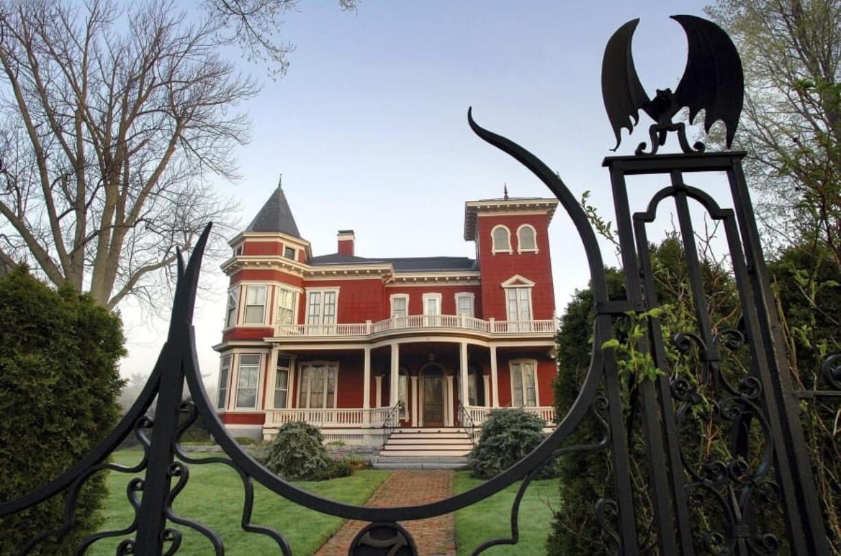 FILE - This May 16, 2005, file photo shows the home of authors Stephen and Tabitha King in Bangor, Maine. The writers have petitioned the city of Bangor for a zoning change for the home where they raised their children. If approved, the mansion will become home to Stephen King&#039;s archives, and a guest house next door will become home to writers in residence. (AP Photo/Robert F.