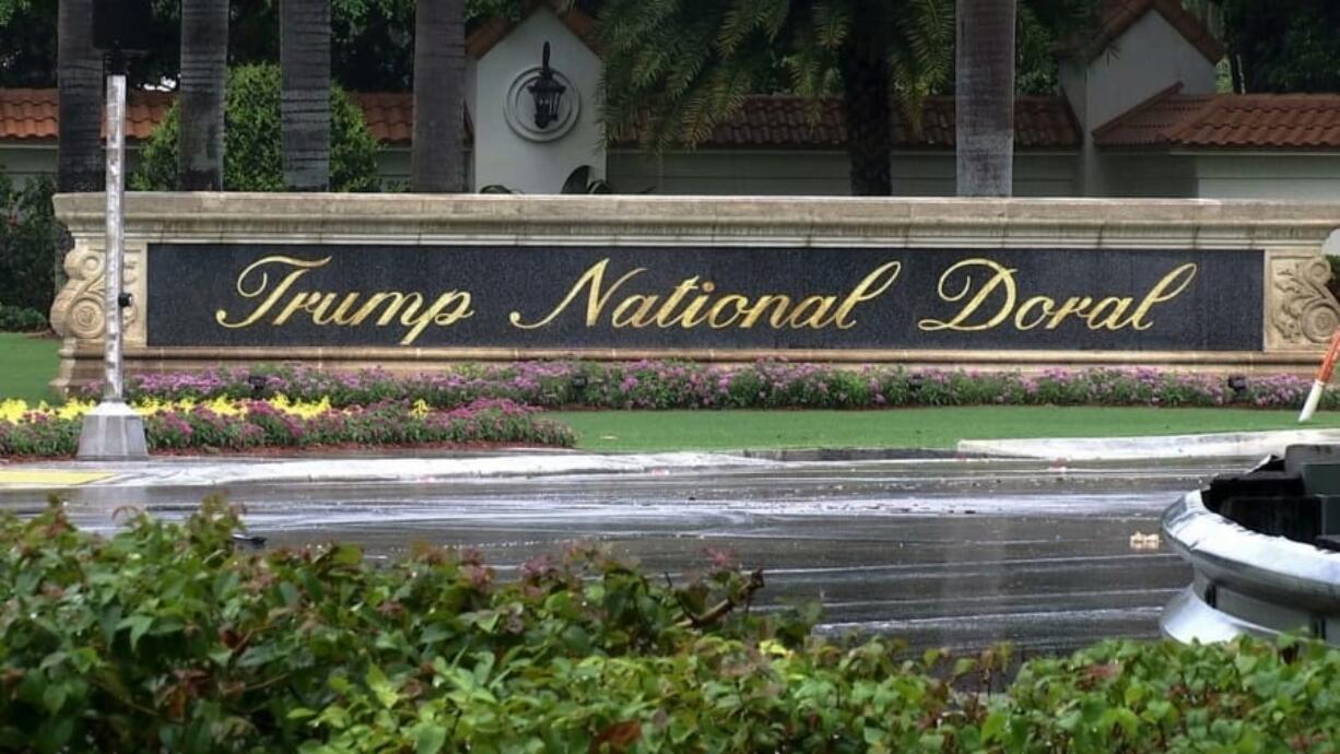 FILE - This June 2, 2017, file image made from video shows the Trump National Doral in Doral, Fla. President Donald Trump said on Twitter on Saturday, Oct. 19, 2019, he is reversing his plan to hold the next Group of Seven world leaders&#039; meeting at his Doral, Florida, golf resort.