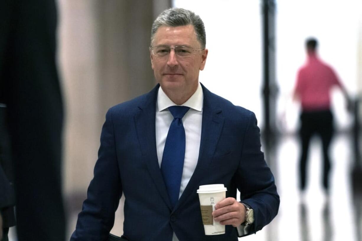 Kurt Volker, a former special envoy to Ukraine, arrives for a closed-door interview with House investigators, as House Democrats proceed with the impeachment inquiry of President Donald Trump, at the Capitol in Washington, Thursday, Oct. 3, 2019. (AP Photo/J.