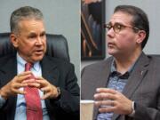 Adrian Cortes, right, is challenging Gary Medvigy for his seat on the Clark County Council.