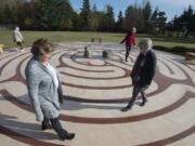 Fae Jackson, left, and Penny Hammac first hatched the idea of building a labyrinth on the grounds of the Southridge Community of Christ church near the Clark County Fairgrounds. &quot;It&#039;s a beautiful, peaceful experience,&quot; said Hammac. &quot;It&#039;s a form of prayer or meditation, except you get to move.