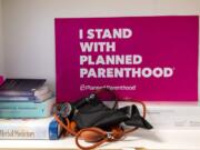 Medical texts, a stethoscope and a Planned Parenthood poster are seen at Planned Parenthood&#039;s Vancouver Health Center.