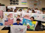 East Mill Plain: Students in Anna Ball&#039;s class at Mill Plain Elementary School with the pillowcases they decorated to send to troops as part of Operation Pillow Talk.