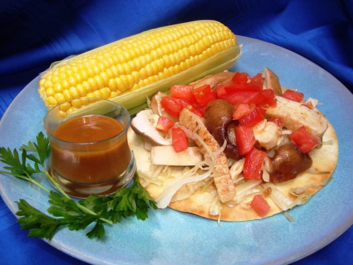 Mexican-Asian Tostadas with Sesame Corn on the Cob.