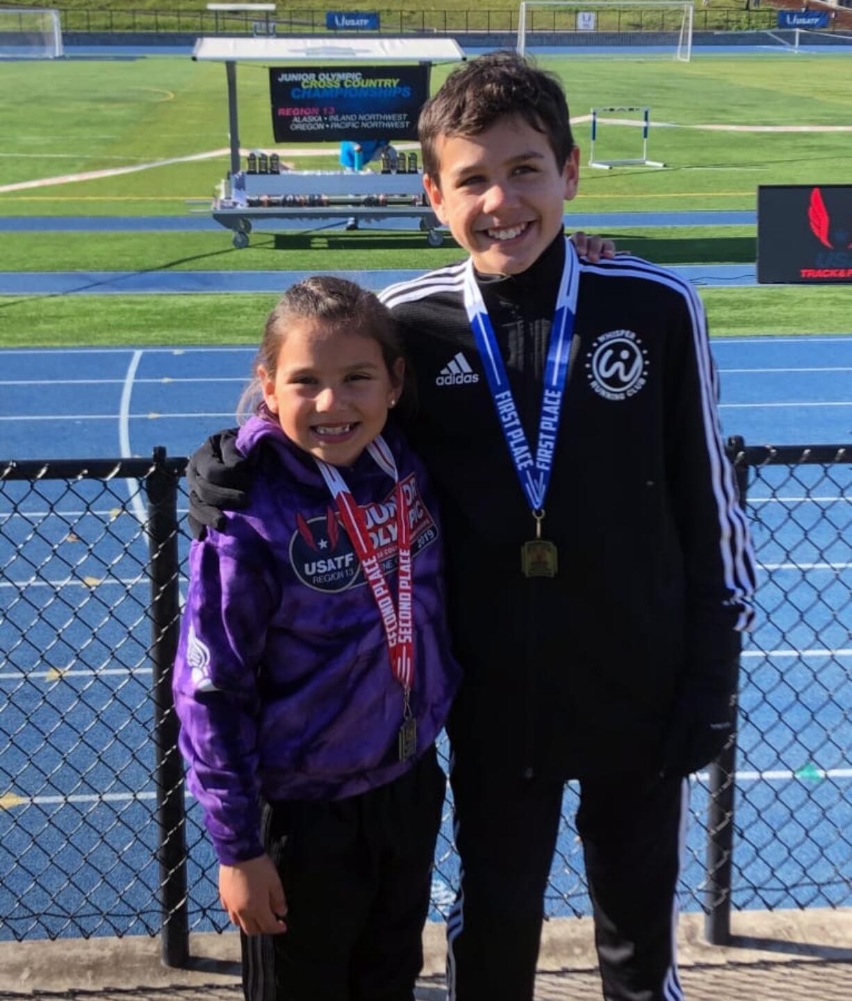 Sofia Soto, a Harney Elementary School student, and Sam Soto, a student at Gaiser Middle School, qualified for Junior Olympics cross country nationals on Saturday, Nov. 23, 2019, at Eugene, Ore. The compete for Whisper Running club.