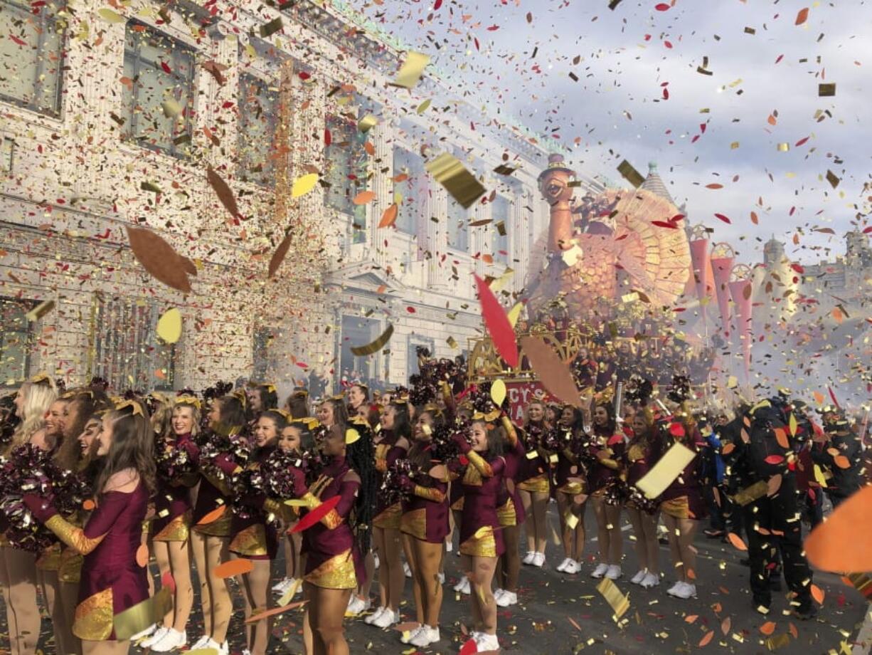 Confetti flies at the start of the Macy&#039;s Thanksgiving Day Parade, Thursday, Nov. 28, 2019, in New York.