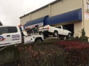 A truck crashed into Once & Again consignment shop on N.E. Saint Johns Road, north of Vancouver.