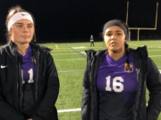 Columbia River sophomore Ella Osborne, left, had a goal and an assist and Chieftain senior Shalece Easley had two goals in the Chieftains' 5-1 win over Washougal on Saturday at Chieftain Stadium.