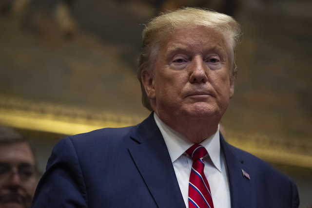 President Donald Trump pauses during an event on healthcare prices in the Roosevelt Room of the White House, Friday, Nov. 15, 2019, in Washington.