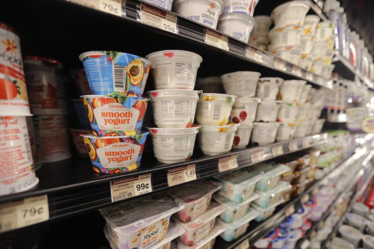 Yogurt on display at a grocery store on July 11, 2018, in River Ridge, La.