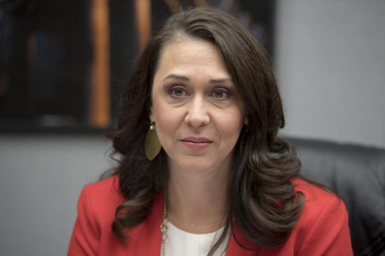 U.S. Rep. Jaime Herrera Beutler, R-Battle Ground, speaks to members of The Columbian&#039;s Editorial Board  in 2019.