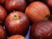 In this 2016 photo, a box of Cosmic Crisp apples is shown at Washington State University&#039;s Tree Fruit Research &amp; Extension Center in Wenatchee. The apple is a brand new trademarked and focus group tested variety developed by the WSU lab over the last 20 years. The long awaited variety was released Dec. 1, and is available in some Clark County grocery stores. (Ted S.