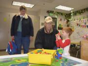 Washougal: Christine and Dennis Callaghan spend time in the classroom with grandson first grader Eamon Callaghan during Cape Horn-Skye&#039;s annual Grandparents Day.