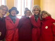 Central Vancouver: Jeanine Cogan, from left, Vancouver resident Lynn Osborn, Joann Martin, Jane Fonda and Kitty Westin at a march in Washington, D.C., to raise awareness about climate change.