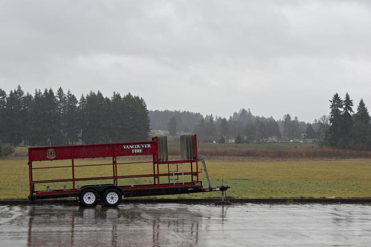 Vacant land for the future Curtin Creek Community Park is pictured near Vancouver Fire Department Station 7 on Dec. 12. The land has been set aside as future park space since 1999. Clark County staff hope to have the park completed by the summer of 2022.