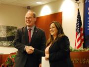 Jack Burkman was sworn in as a Port of Vancouver USA commissioner on Monday, Dec. 30 at the port’s Administrative Office. Michelle Allan, Port of Vancouver Executive Services Manager, who is a notary public, presided over the oath of office ceremony.