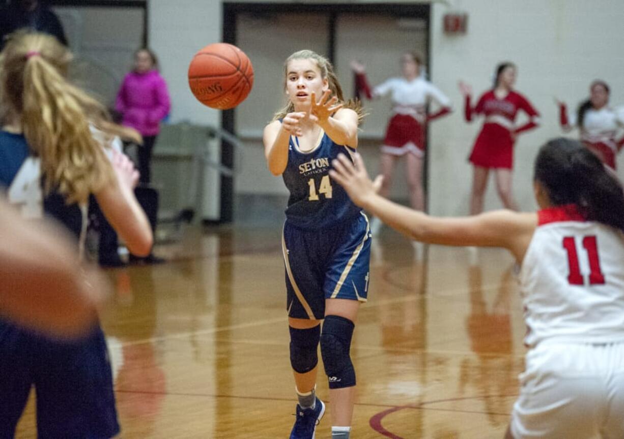 Seton Catholic&#039;s Hannah Jo Hammerstrom (Joshua Hart/The Columbian)